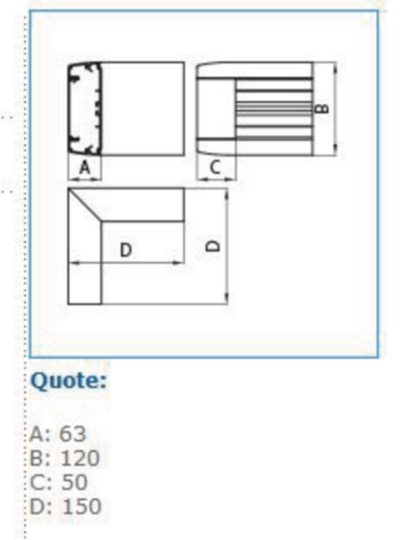 B06419 - Angolo esterno per canale ALU-B alluminio opaco AE-ALU 120x60 AO