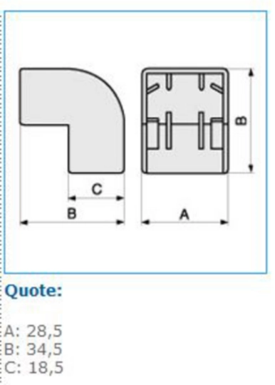 B03153 - Angolo esterno per minicanali TMC / TMU bianco AEM 25x17 W
