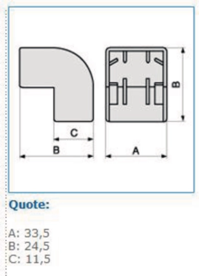 B03123 - Angolo esterno per minicanali TMC / TMU bianco AEM 30x10 W