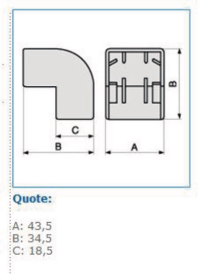 B03166 - Angolo esterno per minicanali TMC / TMU bianco AEM 40x17 W