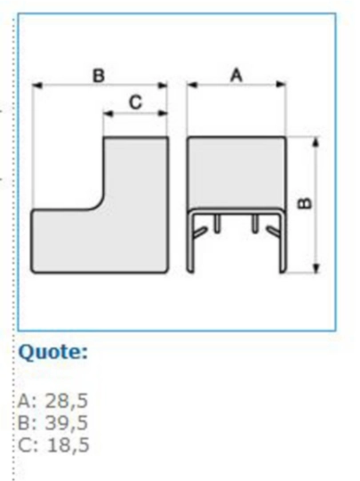 B03099 - Angolo interno per minicanali TMC / TMU marrone AIM 25x17 B