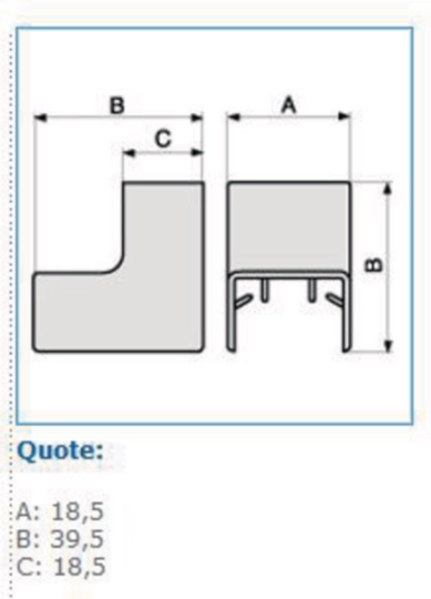 B03051 - Angolo interno per minicanali TMC / TMU bianco AIM 15x17 W