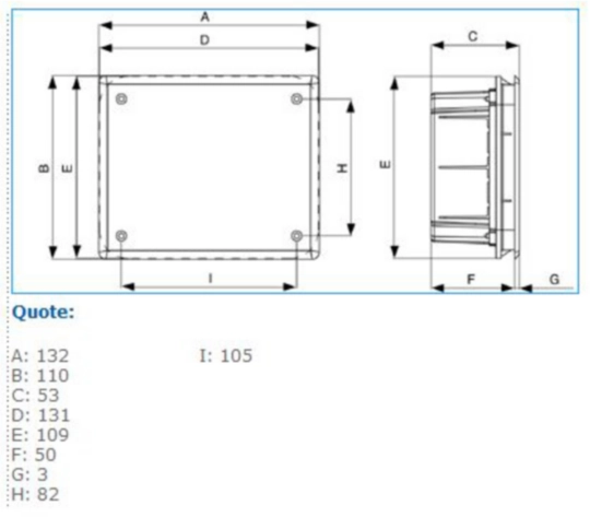 B04882 - Cassetta di derivazione da incasso per muratura 118x96x50mm CASS 02 INC