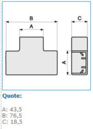B04081 - Derivazione a T per minicanali TMC / TMU bianco IM 40x17 W