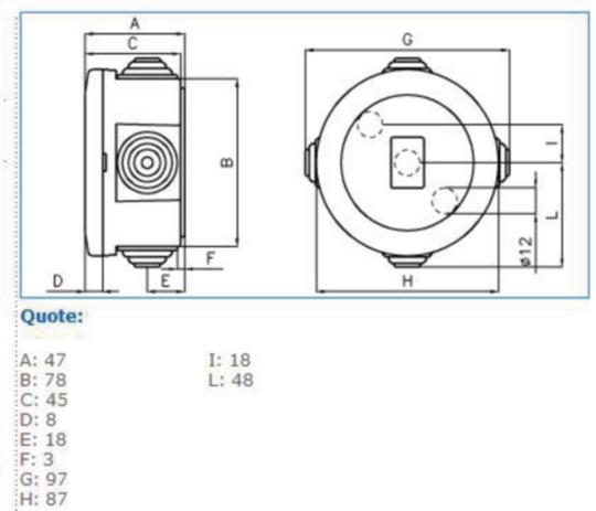 B04462 - Cassetta di derivazione IP44 grigia diametro 80x40 con passatubi IP44 02 GRI