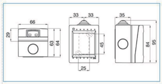 B02763 - Contenitore orizzontale 1 mod per parti attive Pepita grigio BOX IP55 01 OR GRI