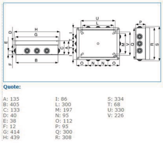 B05510 - Cassetta di derivazione IP55 grigia 380x300x120 1/4 di giro IP55 07 GRI