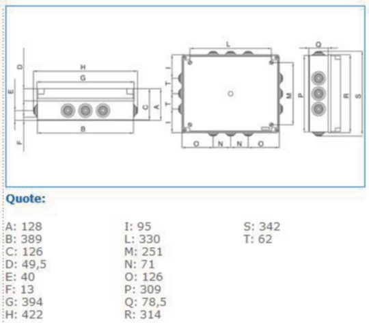 B04837 - Cassetta di derivazione IP55 grigia 380x300x120 viti metalliche IP55 07 VM