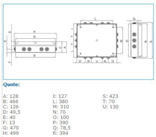 B07918 - Cassetta derivazione IP55 grigia 460x380x120 viti metalliche IP55 08 VM GWT960