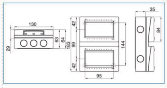 B02767 - Contenitore verticale 8 mod per parti attive Pepita grigio BOX IP55 08 VR GRI