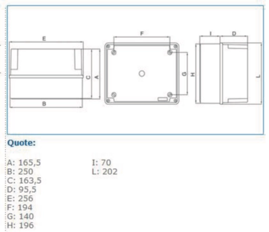 B07929 - Cassetta derivazione coperchio alto 240x190x160 viti metal. IP56 05 CA VM GWT960