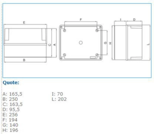 B04849 - Cassetta di derivazione coperchio alto 240x190x160 viti metalliche IP56 05 CA VM