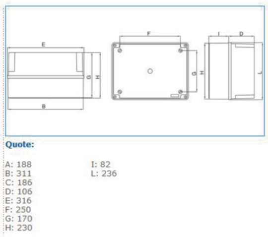 B07930 - Cassetta derivazione coperchio alto 300x220x180 viti metal. IP56 06 CA VM GWT960