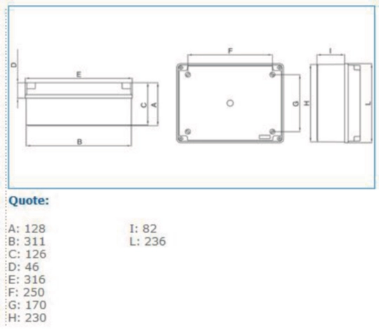 B07926 - Cassetta derivazione IP56 grigia 300x200x120 viti metalliche IP56 06 VM GWT960