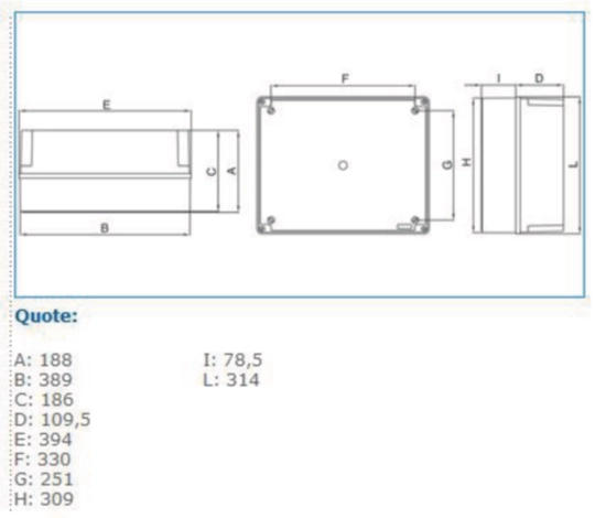 B04851 - Cassetta di derivazione coperchio alto 380x300x180 viti metalliche IP56 07 CA VM