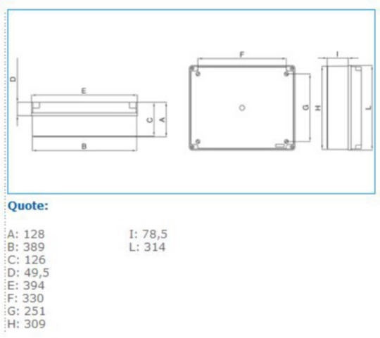 B07927 - Cassetta derivazione IP56 grigia 380x300x120 viti metalliche IP56 07 VM GWT960