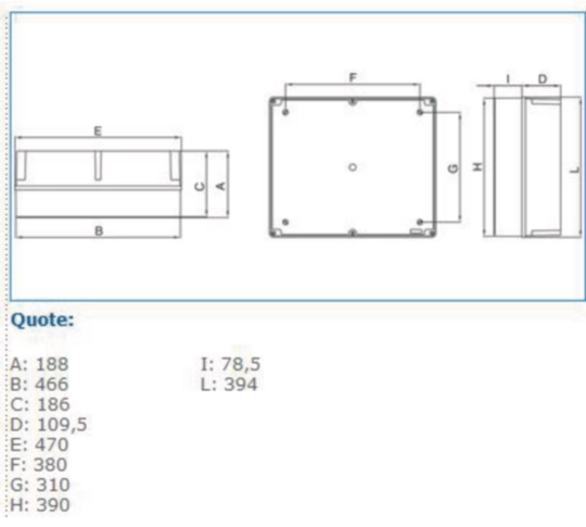 B07932 - Cassetta derivazione coperchio alto 460x380x180 viti metal. IP56 08 CA VM GWT960