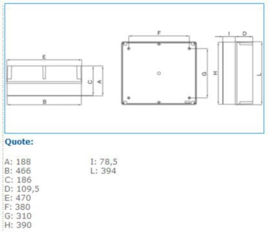 B04852 - Cassetta di derivazione coperchio alto 460x380x180 viti metalliche IP56 08 CA VM