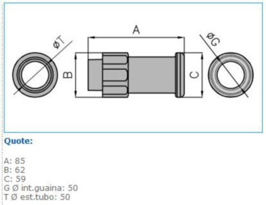 B13024 - Raccordo tubo rigido-guaina spiralata pari diametro IP65 grigio IPR50