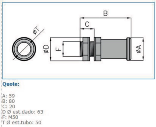 B13018 - Raccordo tubo rigido-scatola autoestinguente IP65 grigio IPS50