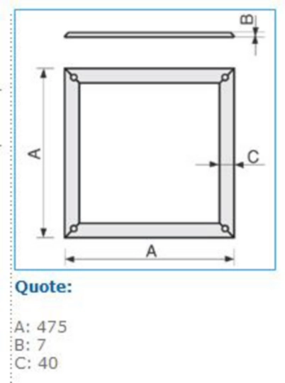 B02632 - Cornice di finitura MCF 425 in acciaio inox AISI 304 per coperchio MCM 425