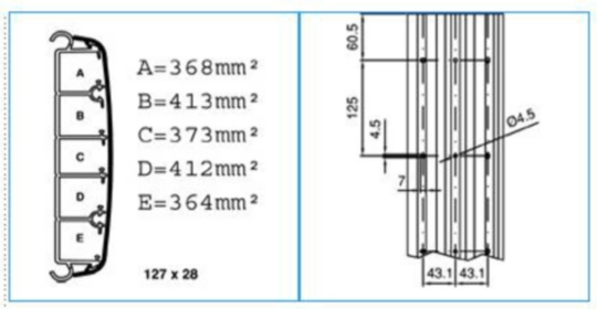B09622 - Canale battiscopa/cornice 5 scomparti 127x28mm nero ardesia TBA A