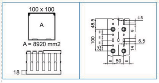 B01185 - Canaletta per cablaggio modulo 20 feritoia 8 blu T1-F 100x100 BL