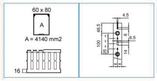 B01162 - Canaletta per cablaggio modulo 20 feritoia 8 blu T1-F 60x80 BL