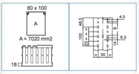 B02573 - Canaletta con coestruso morbido modulo 20 feritoia 8 grigio T1-N 80x100 G