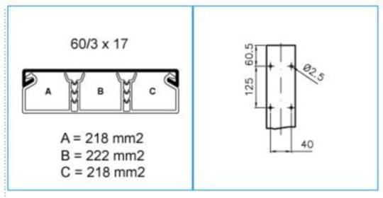 B00607 - Minicanale 3 scomparti con coperchio standard bianco TMC 60/3x17 W