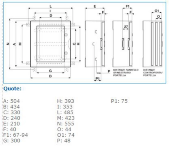 B04623 - Quadro in vetroresina oblò 500x430x210mm IP66 54M grigio Pedro VTR 03 OBLO&#039;