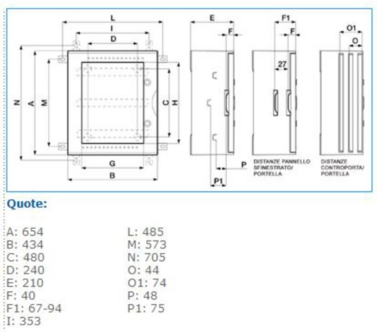 B04604 - Quadro in vetroresina cieco 650x430x210mm IP66 72M grigio Pedro VTR 04 CIECO