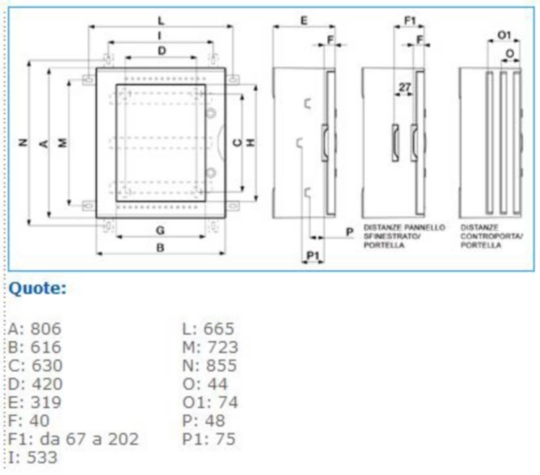 B04606 - Quadro in vetroresina cieco 805x615x315mm IP66 140M grigio Pedro VTR 06 CIECO