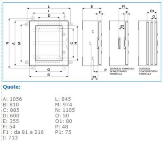B04608 - Quadro in vetroresina cieco 1060x810x350mm IP66 190M grigio Pedro VTR 07 CIECO