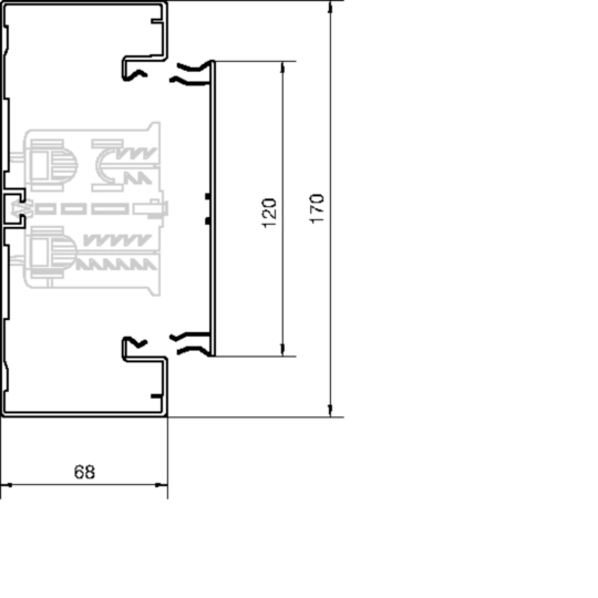 BRA651701BELN - Brüstungskanal-Unterteil C-Profil BRA 68x170mm Oberteil 120mm aus Alu eloxiert