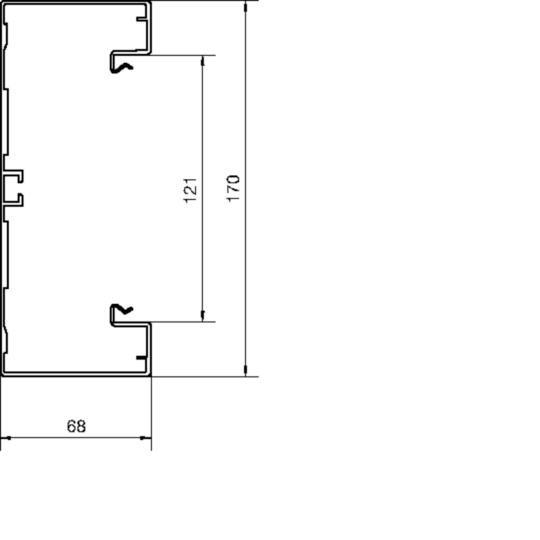 BRA651701BELN - Brüstungskanal-Unterteil C-Profil BRA 68x170mm Oberteil 120mm aus Alu eloxiert