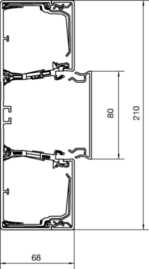 BRN6521019011 - Brüstungskanal-Unterteil Profil Geräteeinbau BRN 68x210mm aus PVC in grschwarz