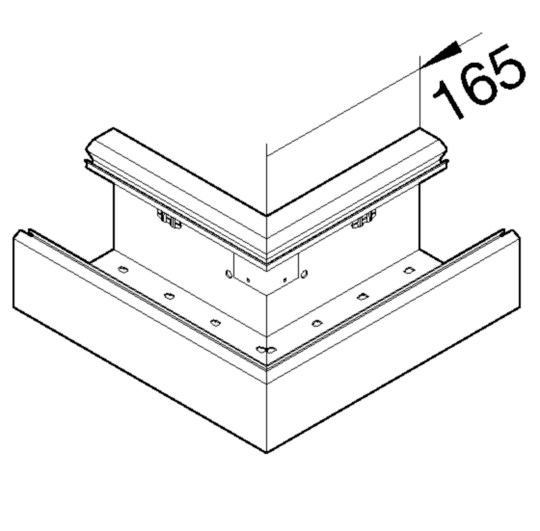 BRS1151105D9016 - Flachwinkel down Eckkanal 115x110mm Oberteil 80mm verkehrsweiß