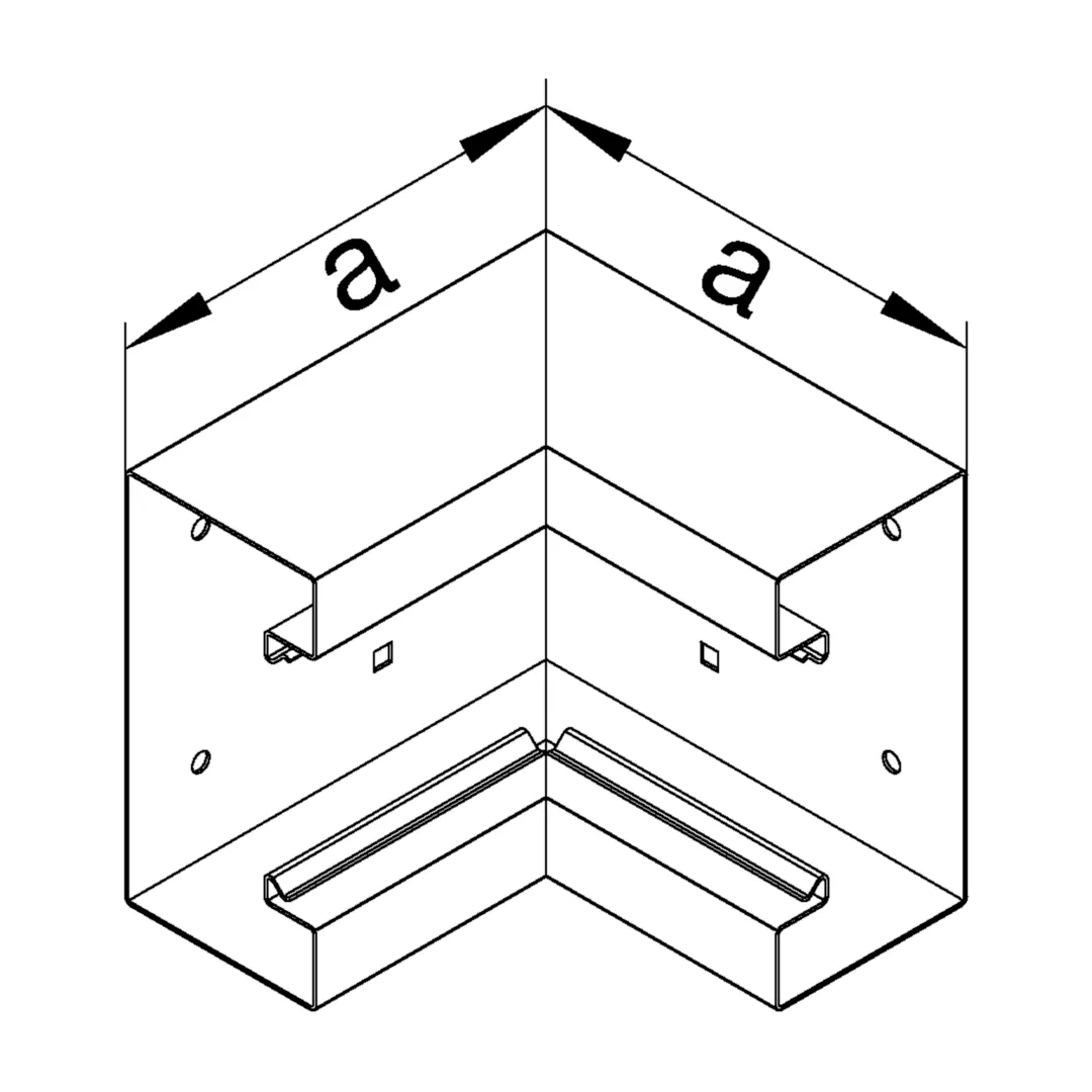 BRS6517049016 - Angle intérieur en profil de base BRS 68x170mm couvercle 80mm en acier blanc