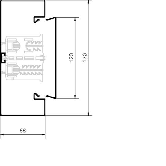 BRS651701BVERZ - Brüstungskanal-Unterteil C-Profil BRS 66x170mm OT 120mm aus Stahlblech verzinkt