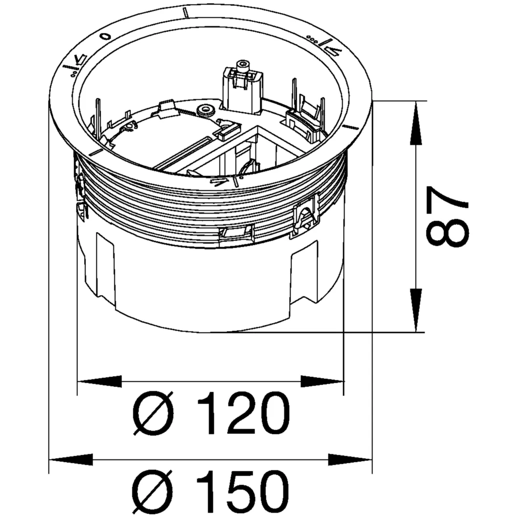 BSR02D03 - Bodensteckdose mit Klappdeckel aus Kunststoff schwarz, 2-fach Schuko-Steckdose