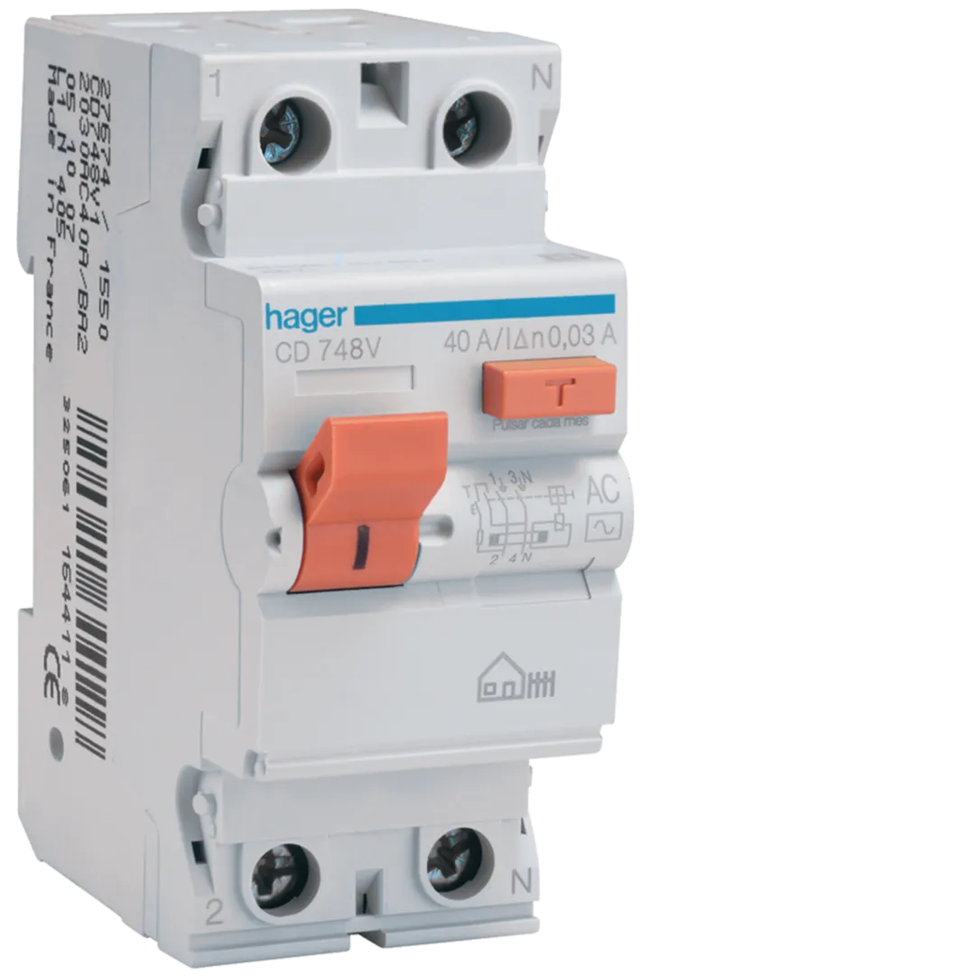 CD728V - Interruptor diferencial tipo AC 2P 25A 30mA