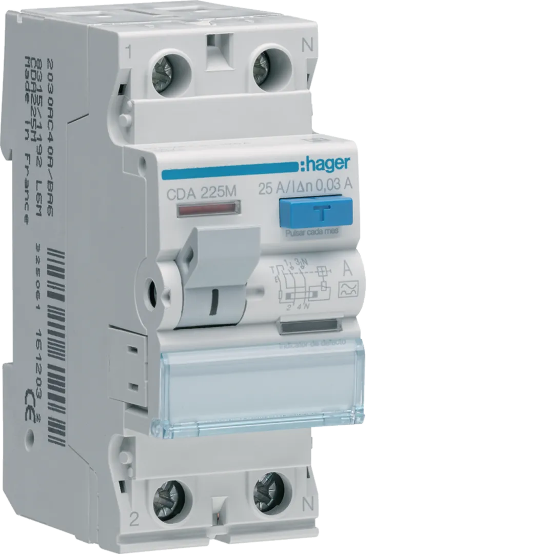 CDA225M - Interruptor diferencial 2P 25A 30mA tipo A