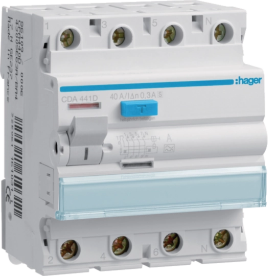 CDA441D - Fehlerstromschutzschalter 4 polig 6kA 40A 30mA Typ A 110V