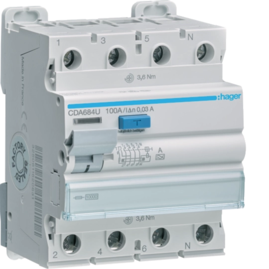 CDA684U - RCCB 3P+N 100A 30mA A