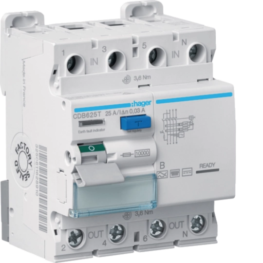 CDB625T - RCCB 3P+N 25A 30mA B