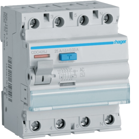 CDC425J - RCCB Wyłącznik różnicowoprądowy 3P+N 25A 30mA 6kA AC