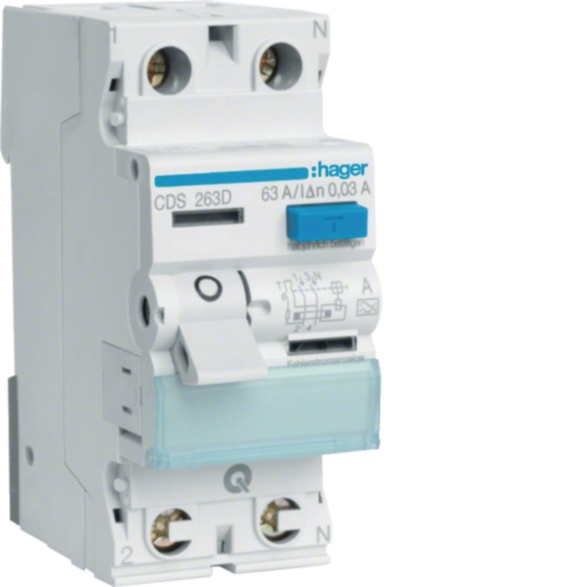 CDS263D - Fehlerstromschutzschalter 2 polig 6kA 63A 30mA Typ A QuickConnect