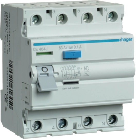 CE464J - ΡΕΛΕ ΔΙΑΡΡΟΗΣ AC 100mA 4X63A