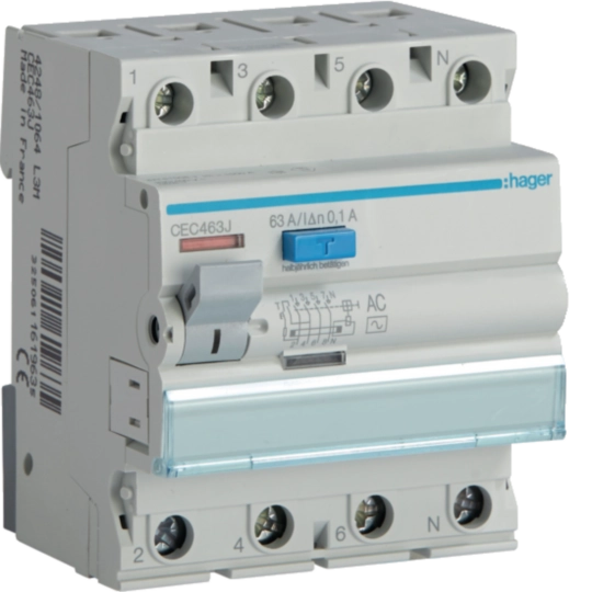 CEC463J - RCCB Wyłącznik różnicowoprądowy 3P+N 63A 100mA 6kA AC